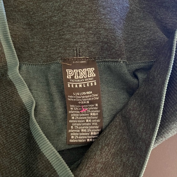 PINK Victoria’s Secret Seamless Workout Leggings Dark Green Womens Large - Picture 3 of 3